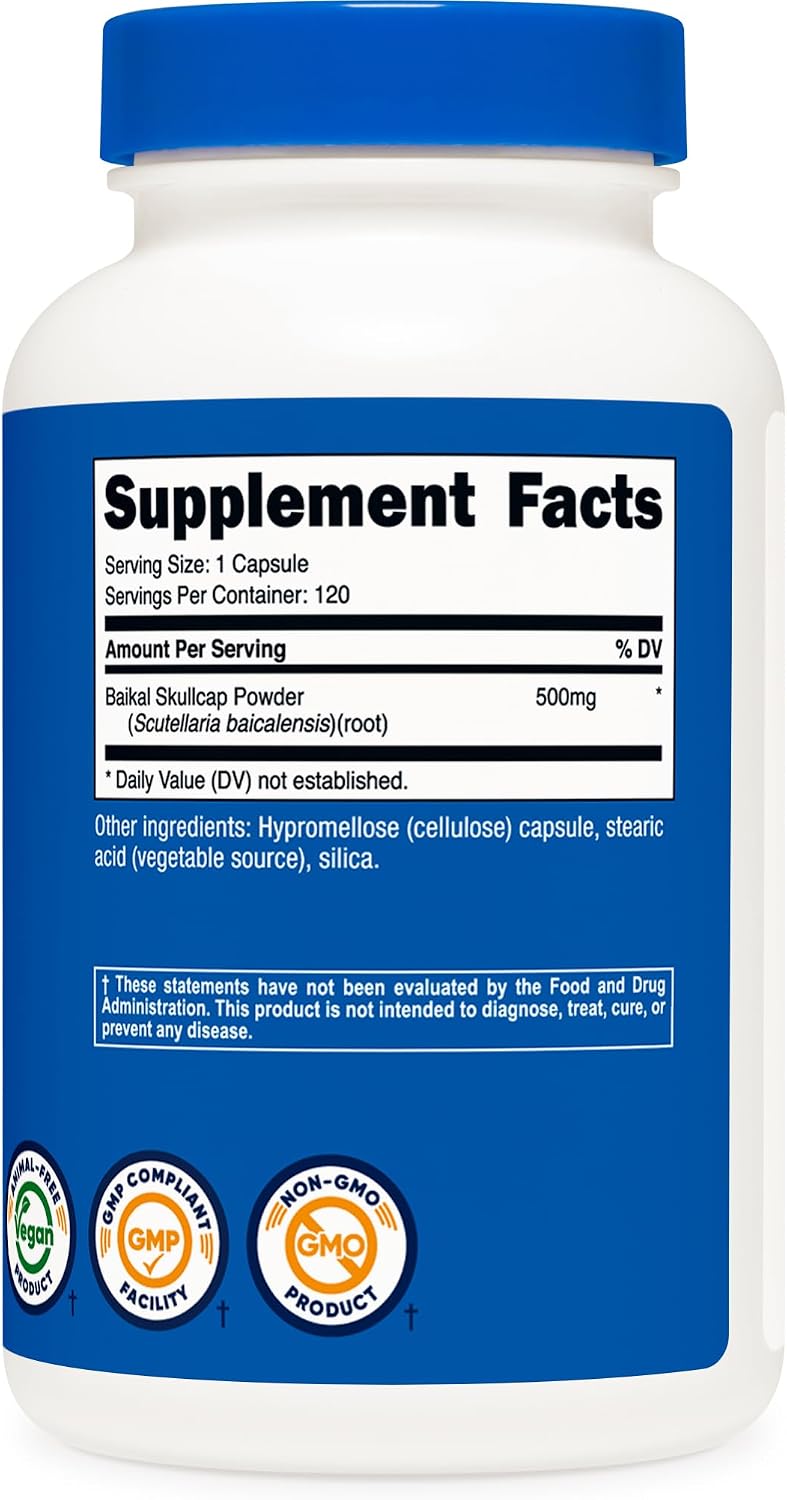 Nutricost Baikal Skullcap 500mg, 120 Vegetarian Capsules - Non-GMO, Gluten-free - görsel 5