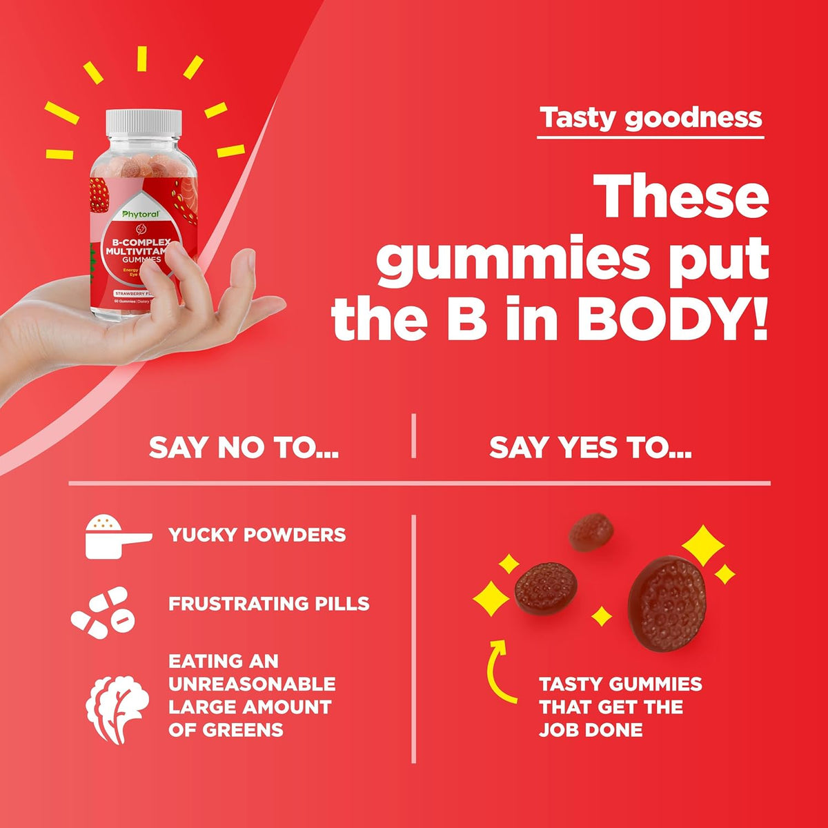 Vitamin B Complex Gummies for Adults & Kids - B Vitamins with Thiamine, Riboflavin, Niacin, B6, B12 & Folate - 60 Gummies - görsel 6