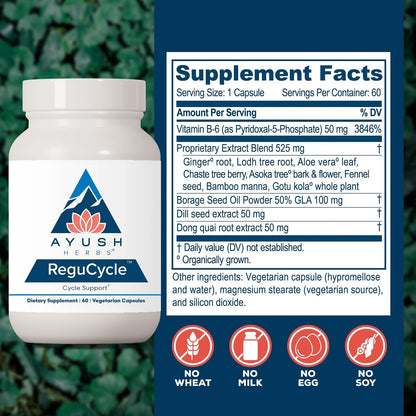 Ayush Herbs Regu-Cycle - Hormonal Balance for Women, 60 Servings