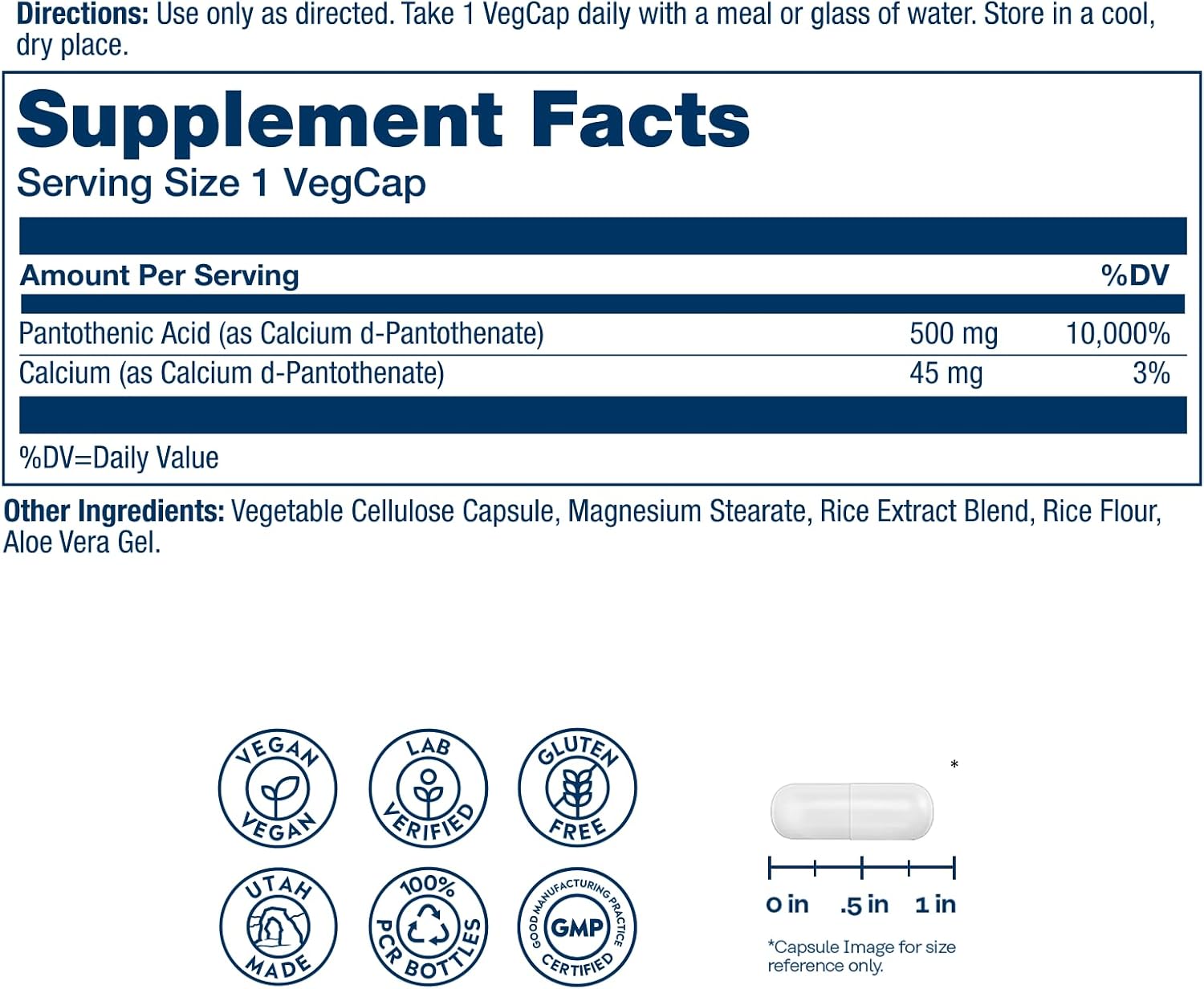 SOLARAY Pantothenic Acid 500mg – Vitamin B5 Supplement for Cellular Energy Support - görsel 2
