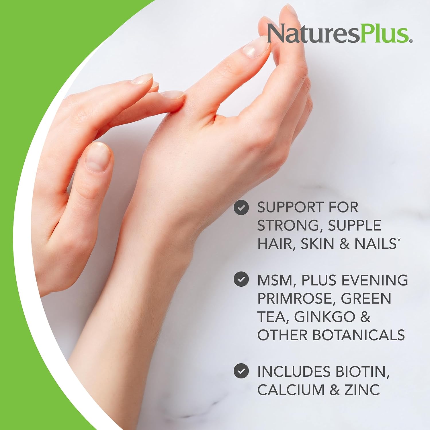 Natures Plus Hair, Skin & Nails - 60 Vegan Tablets - görsel 3