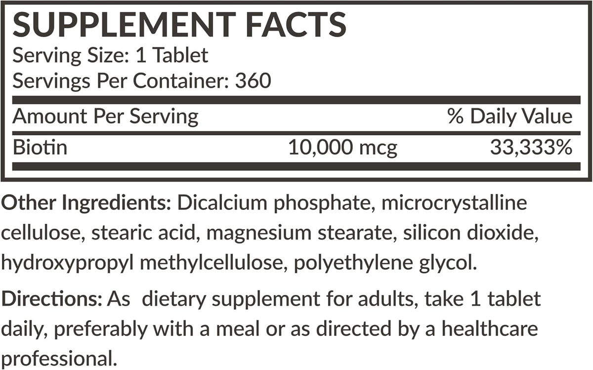 Futurebiotics Biotin 10,000 mcg High Potency Tablets, 360 Tablets - görsel 8