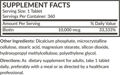 Futurebiotics Biotin 10,000 mcg High Potency Tablets, 360 Tablets