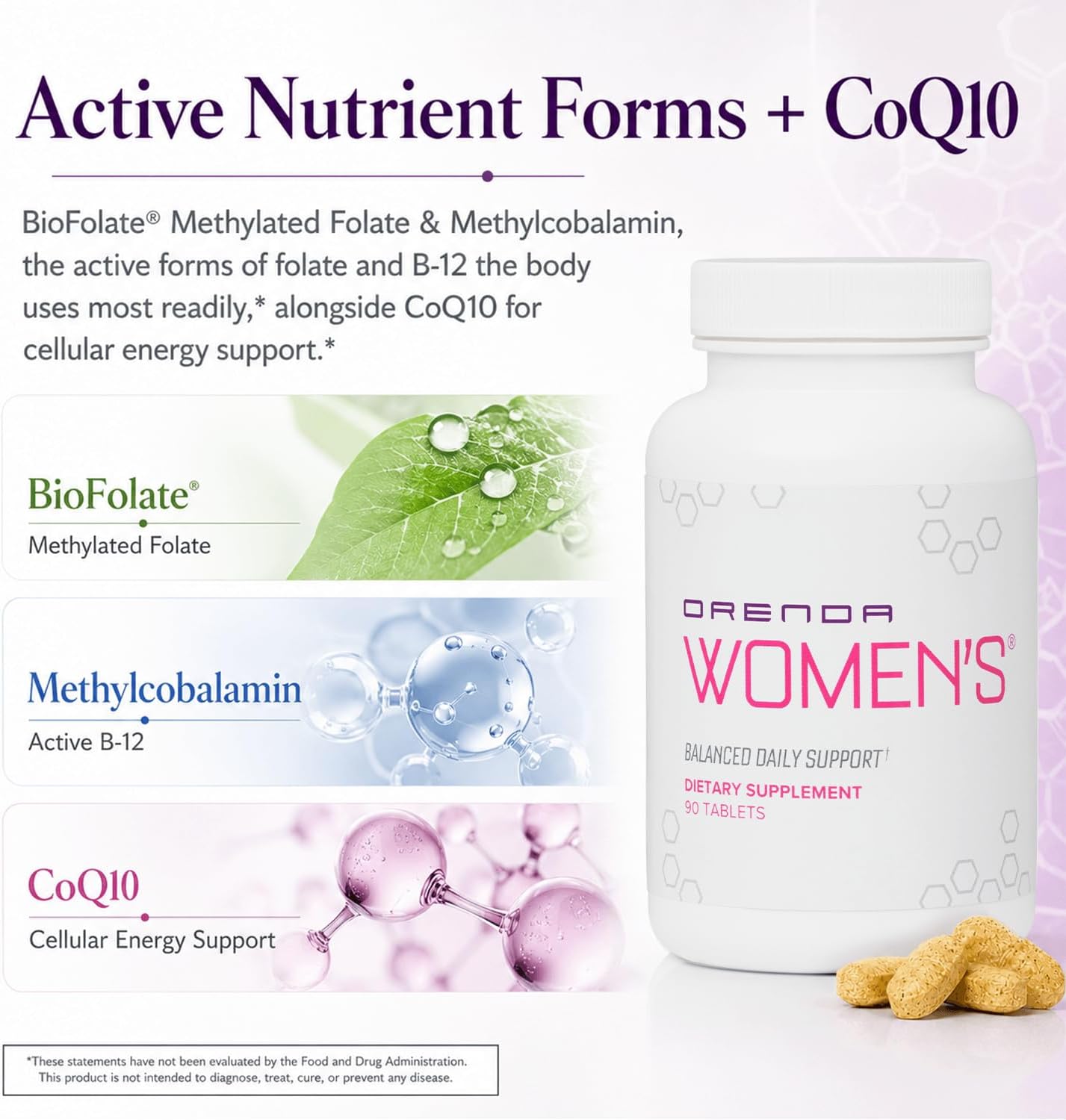 Orenda Women's® Multivitamin - All 8 Forms of Vitamin E, Methylated Folate & Active B-12 - Women 35+ - 90 Tablets - görsel 5