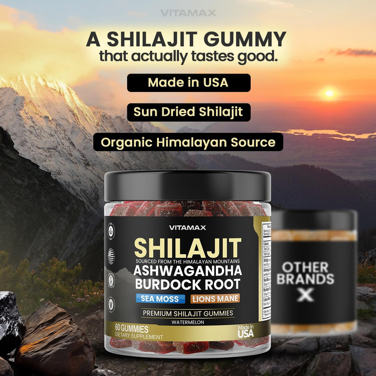 Pure Shilajit Gummies - Sea Moss, Ashwagandha, 85+ Trace Minerals - Watermelon Flavour - 60ct - görsel 4