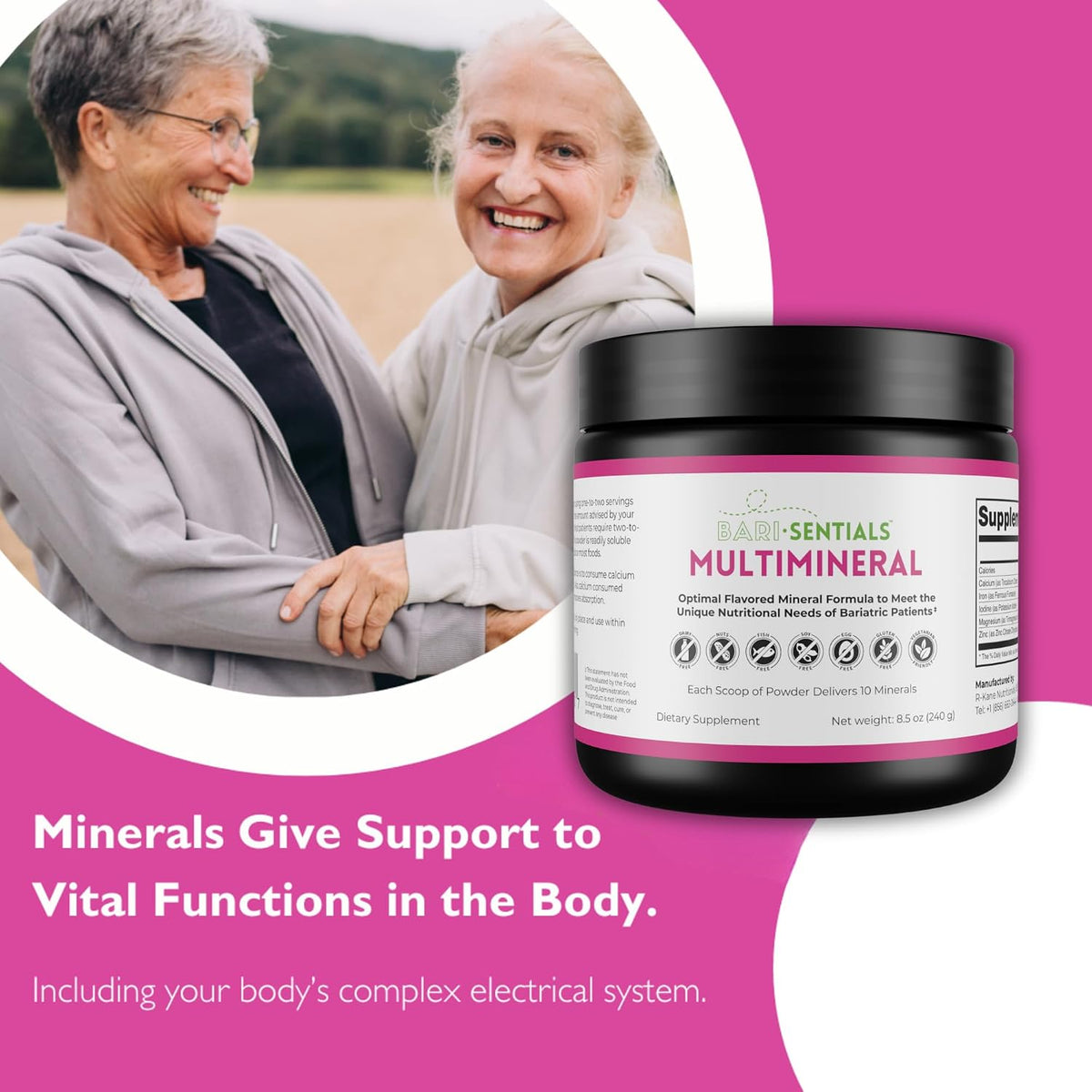 R-Kane Nutritionals Barisentials Bariatric Multimineral Supplement – Post-Bariatric Surgery Support – Easy-to-Dissolve Mineral Powder – Strawberry Lemonade Flavoured Drink – 240g - görsel 3
