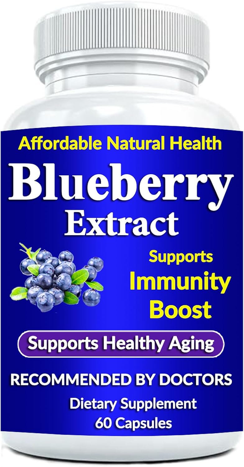 Blueberry Extract Food Supplement, 60 Capsules, 2 Month Supply, Natural, Non-GMO and Gluten-free - görsel 1