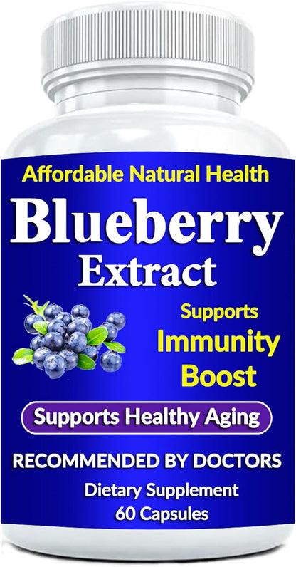 Blueberry Extract Food Supplement, 60 Capsules, 2 Month Supply, Natural, Non-GMO and Gluten-free