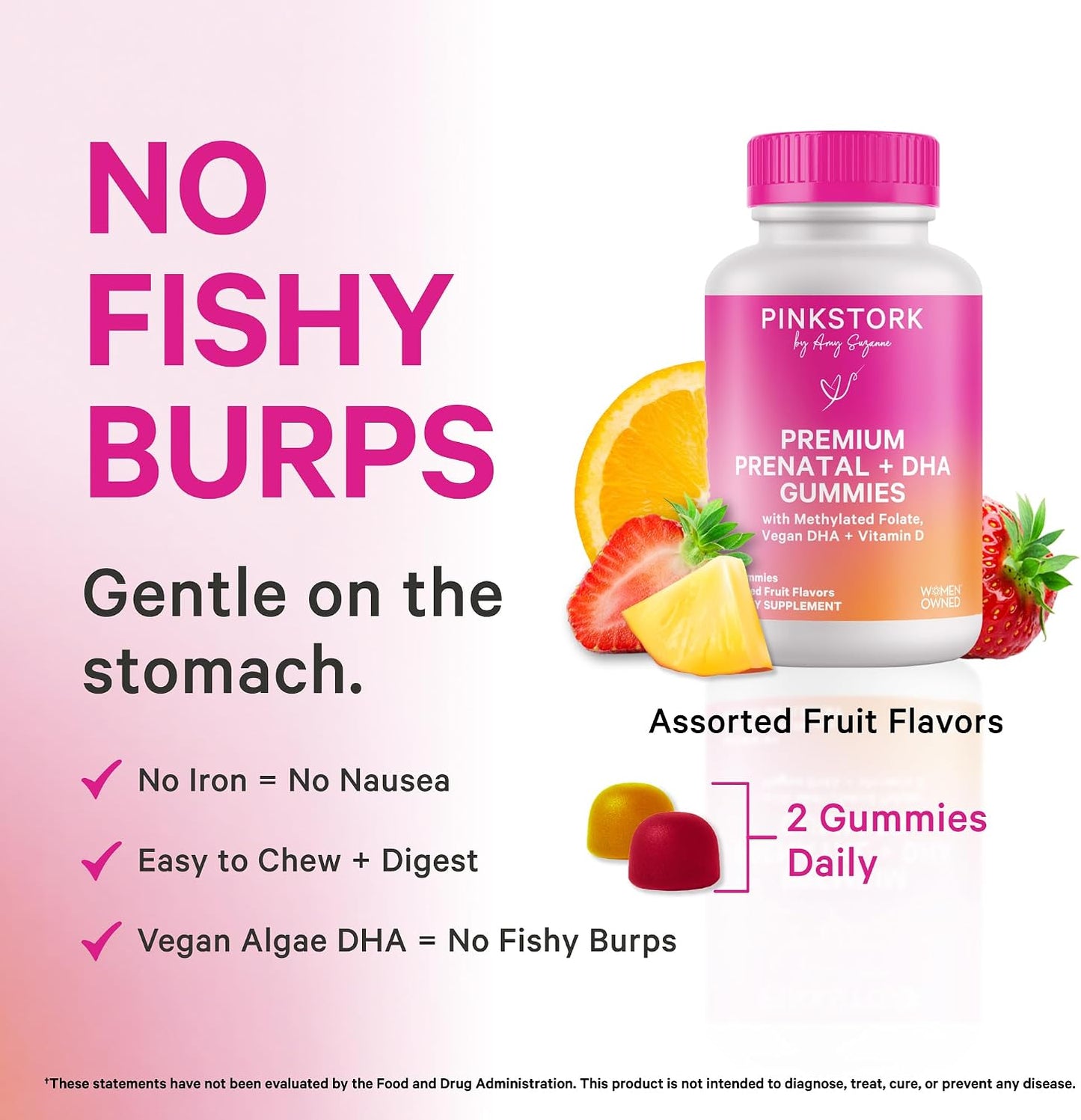 Pink Stork Premium Prenatal Gummy Vitamins - Vegan Algae DHA, Methylated Folate, MTHFR-Friendly - 60 Gummies (30-Day Supply) - görsel 4