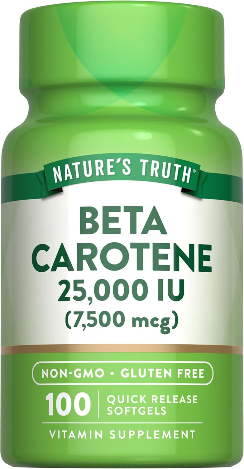 Nature's Truth Beta Carotene 25000 IU Softgels – 100 Count – Vitamin A Supplement - görsel 1