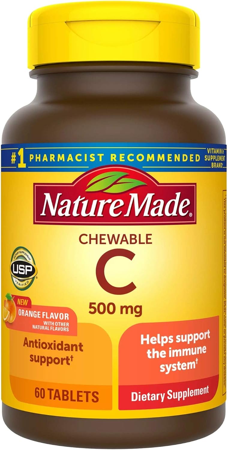 Nature Made Chewable Vitamin C 500 mg Tablets, 60 Count (Pack of 3) - görsel 1