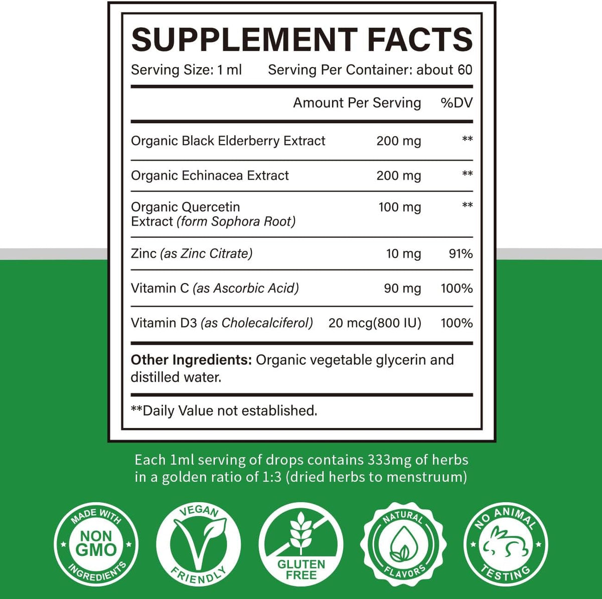 Cofure Zinc Quercetin Vitamin C D3 Liquid Immune Support with Organic Echinacea and Elderberry - görsel 6