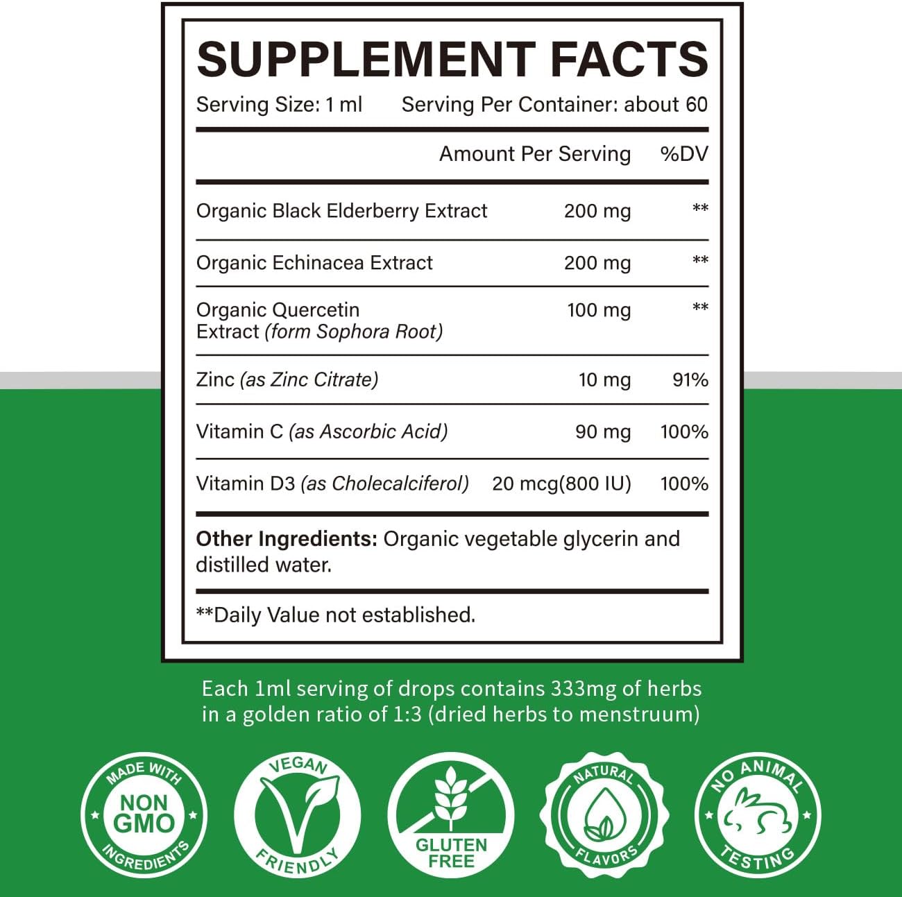 Cofure Zinc Quercetin Vitamin C D3 Liquid Immune Support with Organic Echinacea and Elderberry - görsel 6