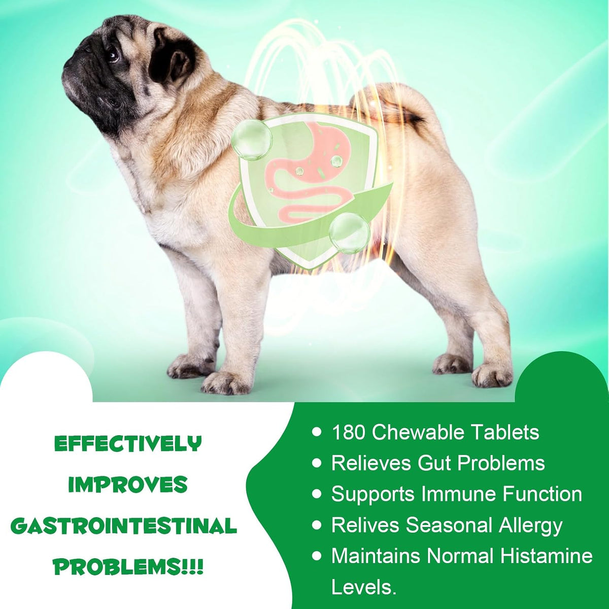 Probiotics for Dogs, 180 Chews Dog Probiotics and Digestive Enzymes, Promotes Digestive Health, Digestive Regularity, Immune Health, Tan - görsel 6