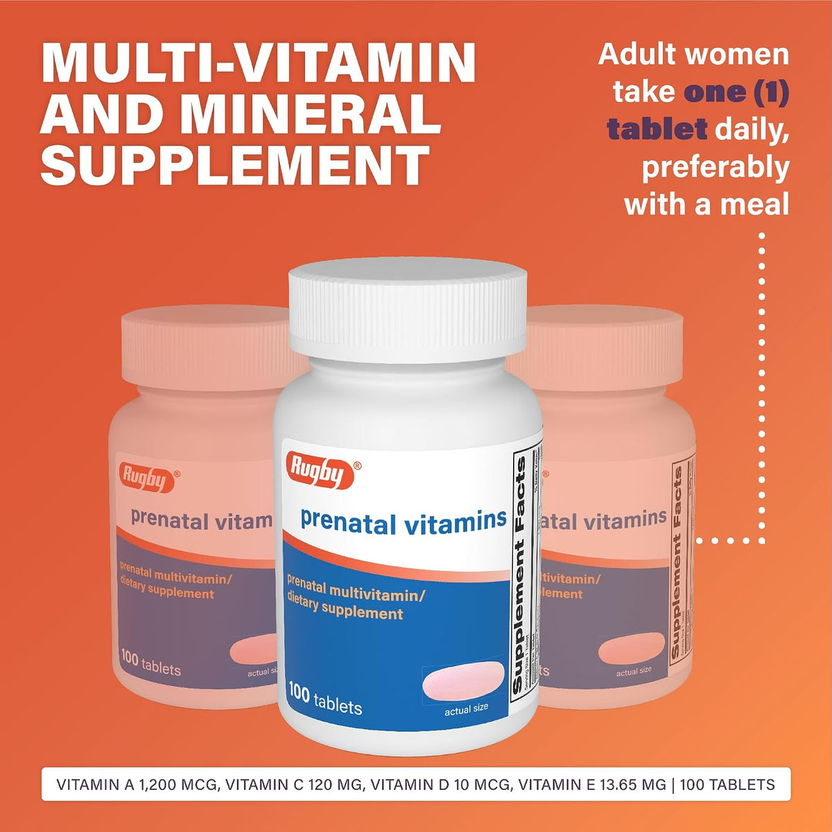 Rugby Prenatal Vitamins - Multivitamin and Mineral Supplement - 100 Tablets (3 Pack) - görsel 3