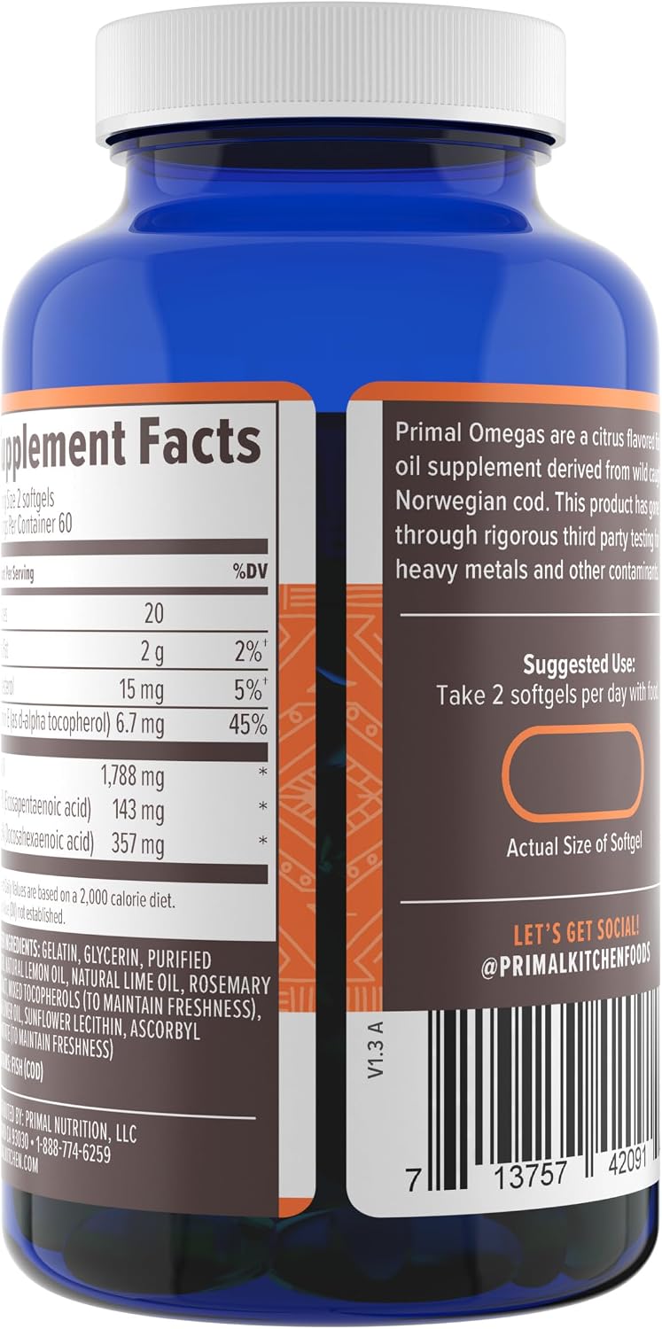 Primal Blueprint Primal Omegas, Omega-3 Fatty Acid Food Supplement, 120 Softgels - görsel 4