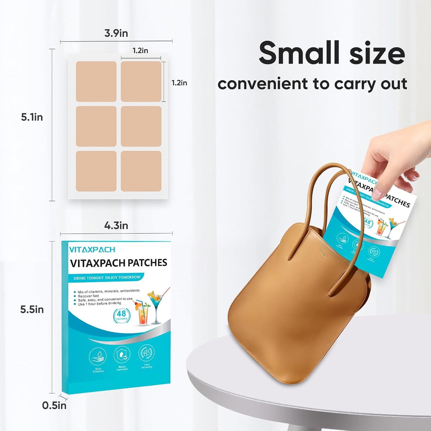 Recovery Patches – 48 Pack, 100% Natural Ingredients – Wake Up Refreshed for a Better Morning, Individually Wrapped, Skin-Friendly & Waterproof – Apply Before Drinking - görsel 6