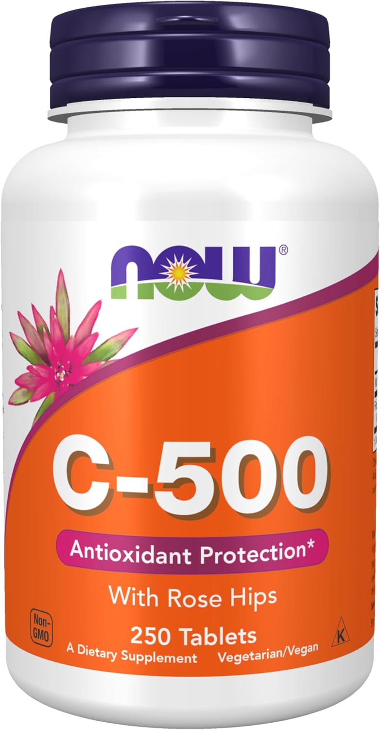 NOW Foods Vitamin C-500 with Rose Hips | 250 Tablets | Food Supplement - görsel 1