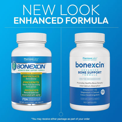 Bonexcin Advanced Bone Support Formula – Calcium, Magnesium, Vitamin D3 & K2 – Bone Density Food Supplement – 90 Capsules