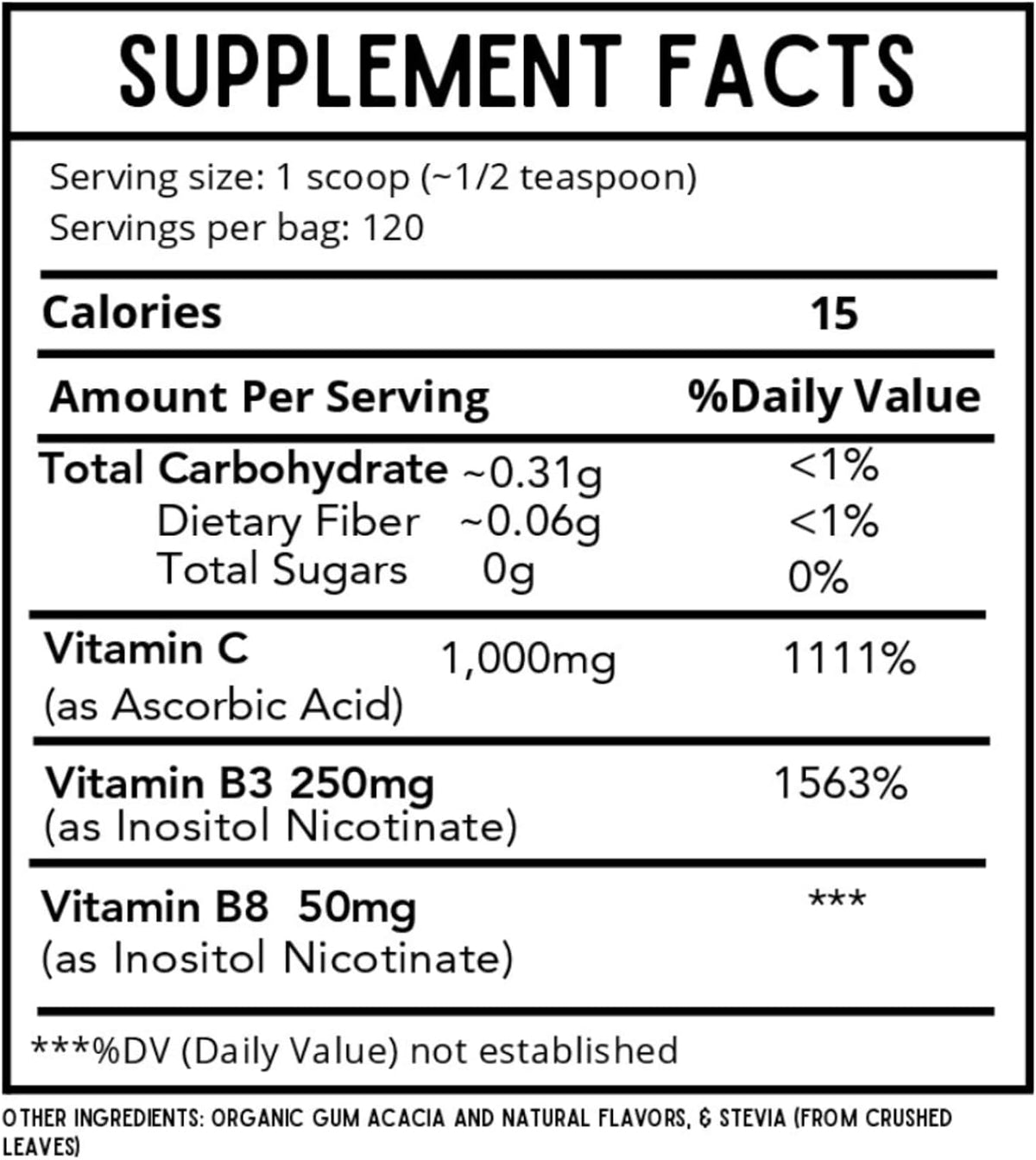 Kids Defence Powder | Orthomolecular Vitamin C (1000 mg) & B3 (250 mg) | New Formula | Cotton Candy Flavour | 120 Servings - görsel 2