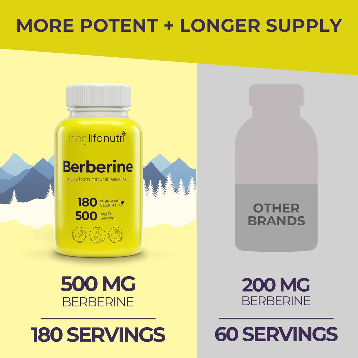Berberine 500mg HCl Extract – from Berberis Aristata Vulgaris, 180 Vegetarian Capsules, Traditional Digestive Supplement for General Wellness, 6-Month Supply, Non-GMO, 1000mg per Serving, GMP Certified, USA-made - görsel 3