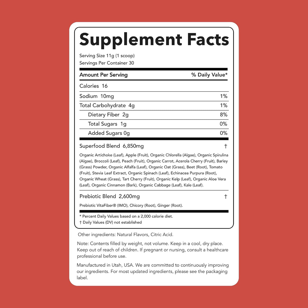 Clean Simple Eats Super Greens Powder, Naturally Flavoured Greens Powder with Chlorella, Spirulina, Superfoods & Prebiotic Fibre, No Artificial Ingredients, Gluten-free, Peachy Greens Flavour, 30 Servings - görsel 2