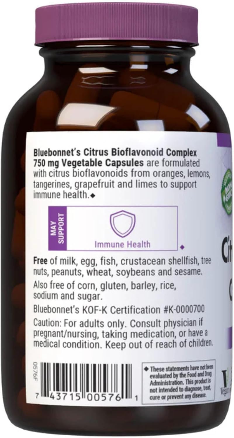 Bluebonnet Citrus Bioflavonoid Complex 750 mg | Immune Support | Non-GMO, Vegan, Gluten-Free | 90 Veggie Capsules - görsel 5