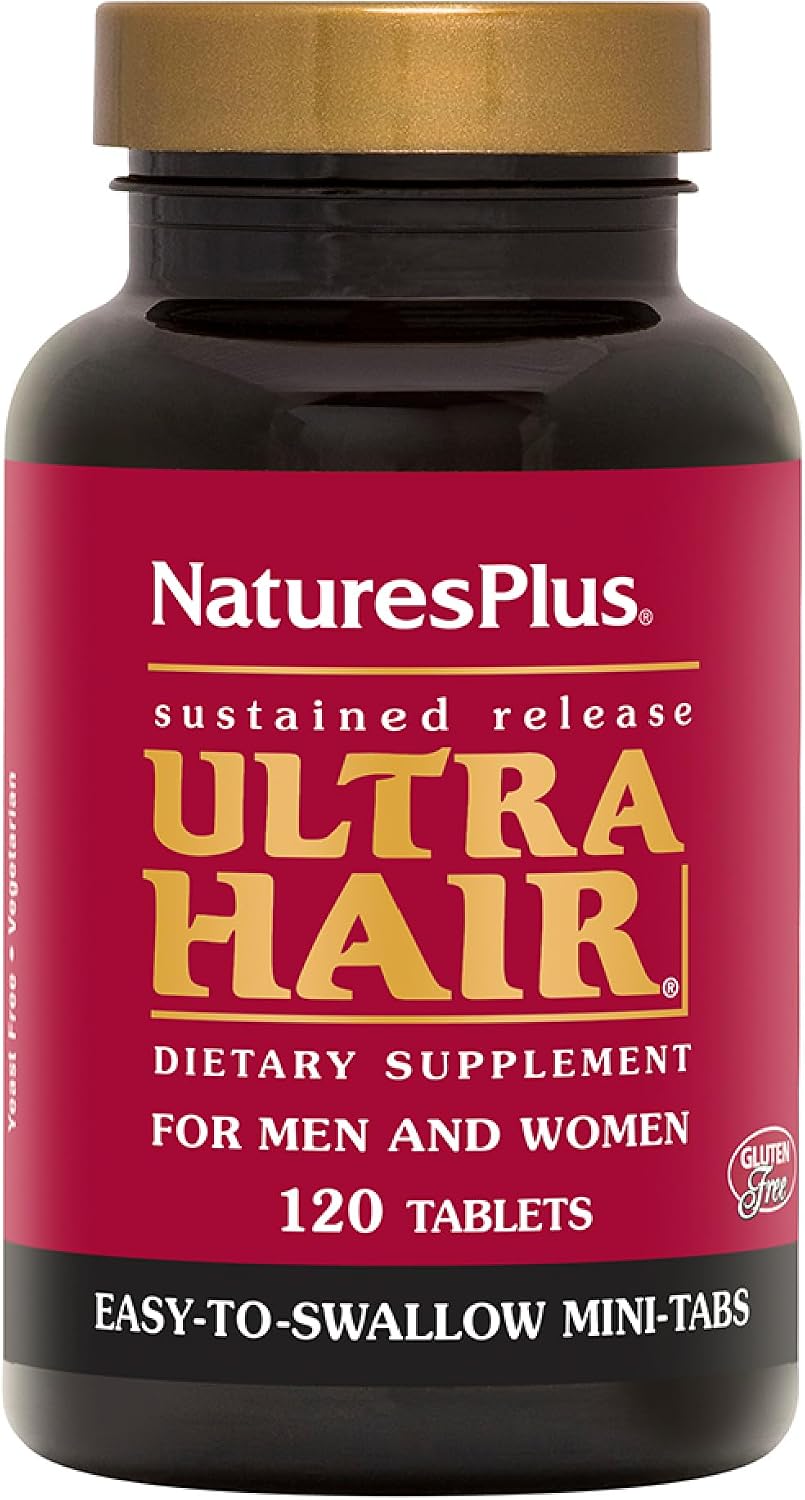 NaturesPlus Ultra Hair - 120 Sustained Release Mini Tablets, Pack of 2 - Helps Maintain Normal Hair - görsel 1
