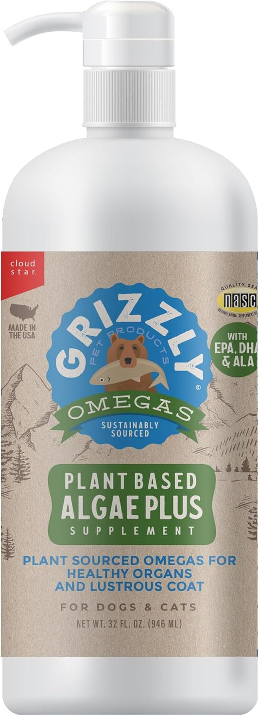 Grizzly Pet Products Algal Plus Omega 3-6-9 Food Supplement for Dogs and Cats, 946 ml Bottle