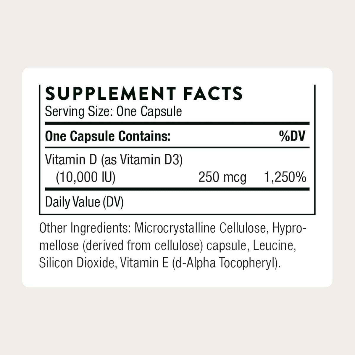 THORNE Vitamin D-10,000 - High Potency Vitamin D3 Supplement - Supports Bone, Teeth & Immune Health - 60 Capsules - görsel 2