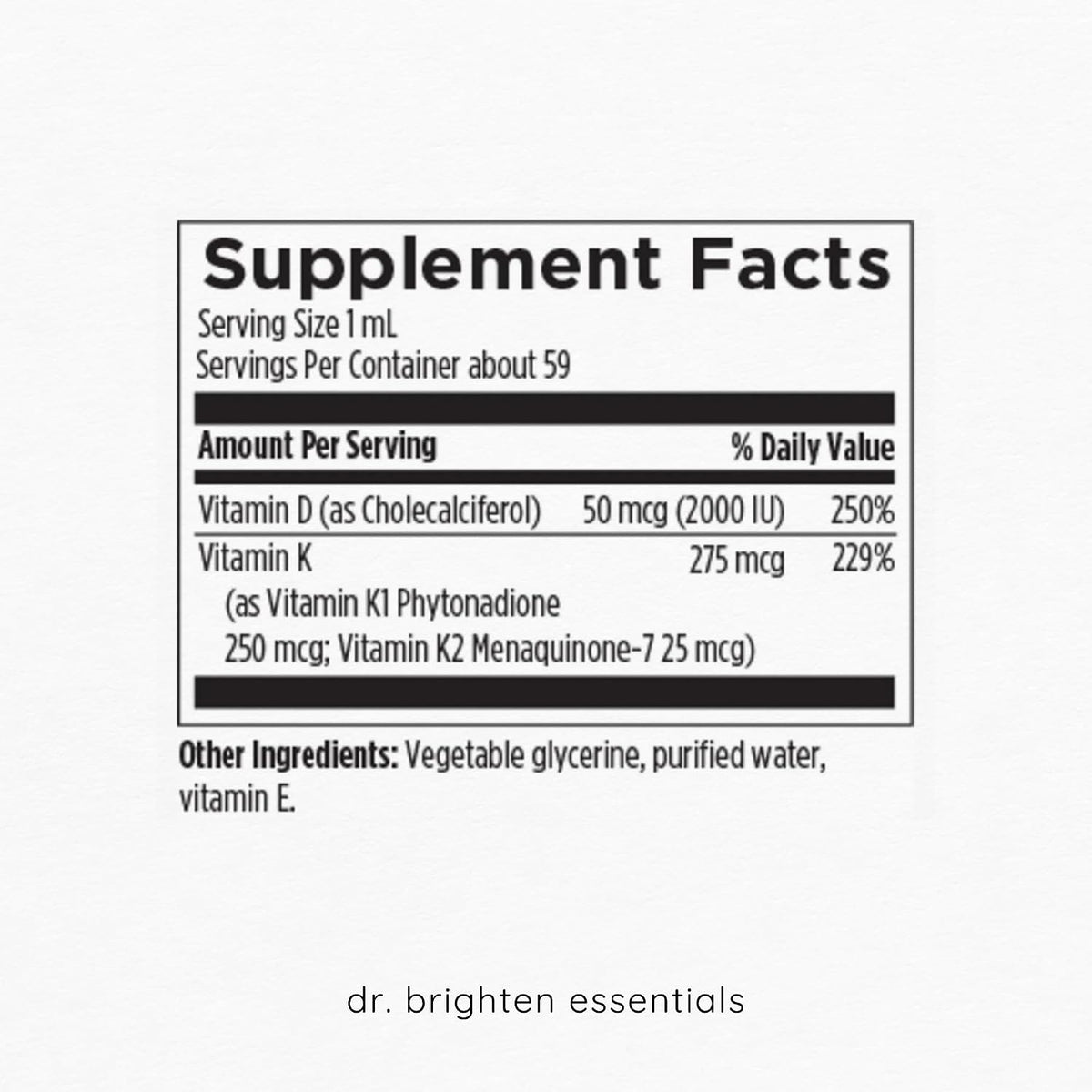 Dr. Brighten Vitamin D3/K2 – Highly Concentrated Liquid Drops – 60 ml - görsel 2