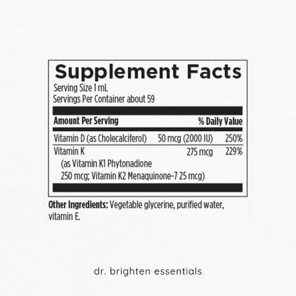 Dr. Brighten Vitamin D3/K2 – Highly Concentrated Liquid Drops – 60 ml