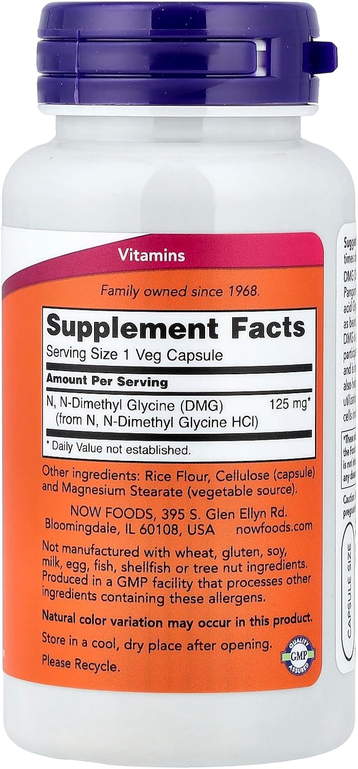 NOW Foods DMG 125mg, 100 Capsules - görsel 2