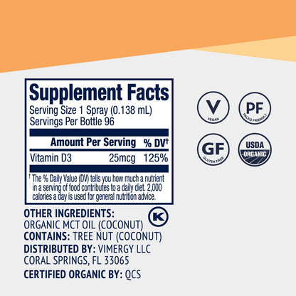 Vimergy Vegan D3 – Organic Liquid Vitamin D3 1000 IU, 96 Servings