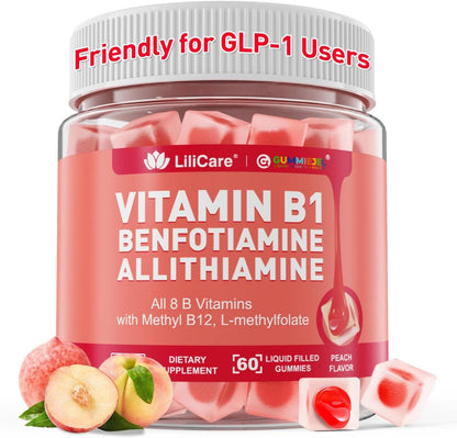Vitamin B1 and Methylated Vitamin B Complex Gummies with Benfotiamine and Thiamine