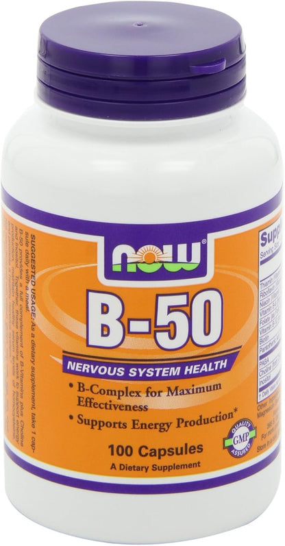 NOW B-50 Capsules, 100 Capsules (2-Pack)