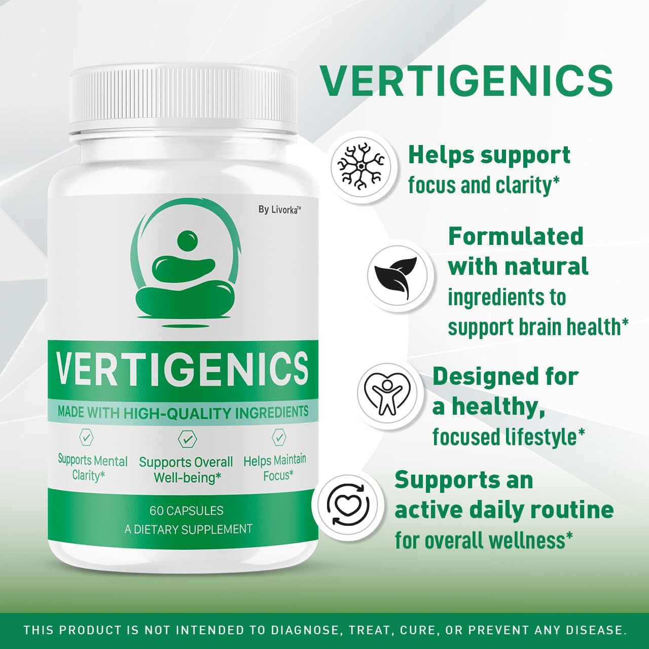 Vertigenics Brain Health Support Supplement – All Natural Formula, 60 Capsules - görsel 2