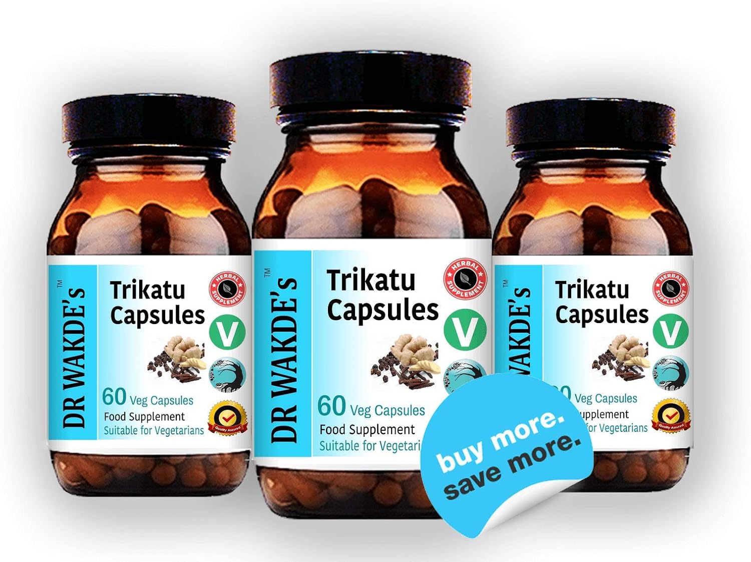 DR WAKDE'S Trikatu Capsules (60 Veg Caps, Plant-Based Supplement, Ayurvedic Herb, All Natural, Vegan) - görsel 5