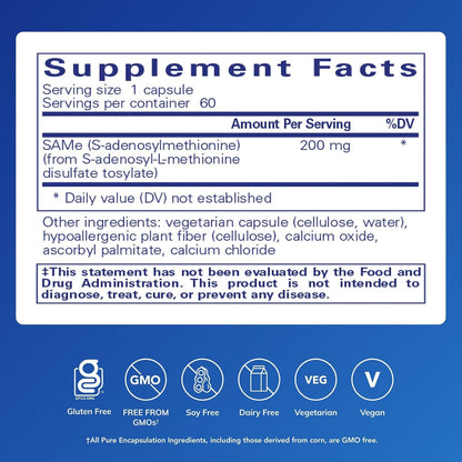 Pure Encapsulations SAMe (S-Adenosylmethionine) – 60 Capsules