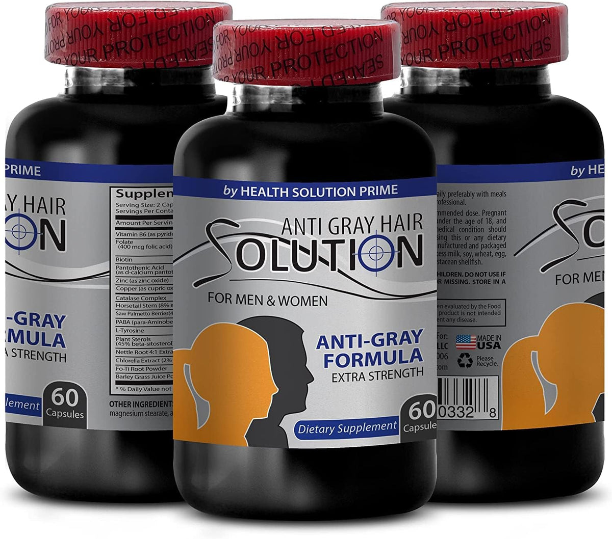 Health Solution Prime Grey Hair Reversal Pills – Biotin & Catalase Supplement - görsel 1