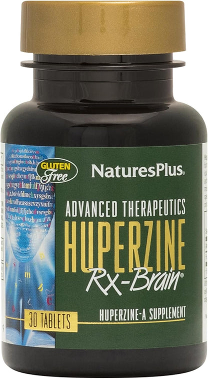 NaturesPlus Huperzine Rx-Brain - Brain Support Supplement for Memory and Cognitive Function - 30 Tablets
