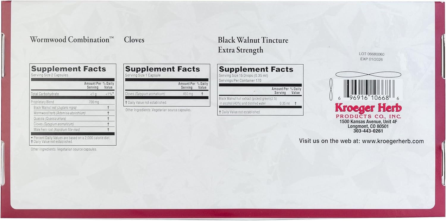 Wormwood Herb Supplement Kit - Black Walnut, Clove, Quassia - Herbal Detox Cleanse Capsules - görsel 9