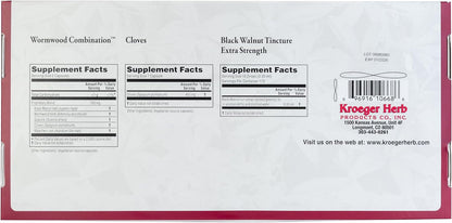 Wormwood Herb Supplement Kit - Black Walnut, Clove, Quassia - Herbal Detox Cleanse Capsules