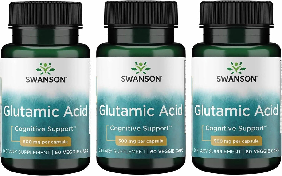 Swanson Glutamic Acid 500 mg, 60 Veg Capsules (Pack of Two) - görsel 5