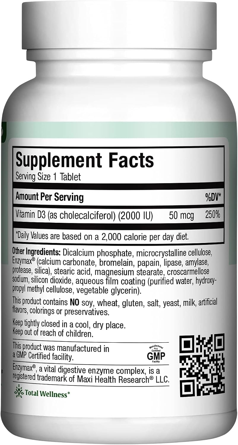 Maxi Health Kosher Vitamin D3 2000 IU - 180 Tablets - görsel 2