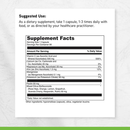 DAVINCI Labs Poten-C 500 - Vitamin C Food Supplement with Minerals and Bioflavonoids - 90 Tablets