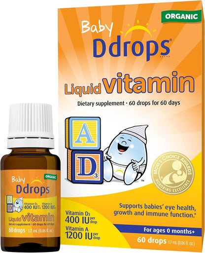 Ddrops® Baby Organic Liquid Vitamins A&D Drops for Babies, 60 Drops