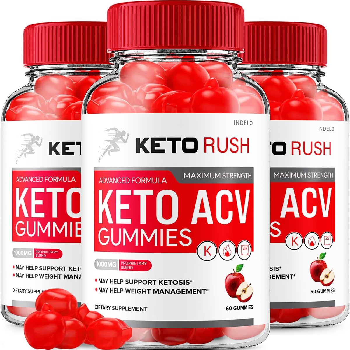 Keto Rush ACV Gummies (3-Pack) – Advanced Keto Plus Apple Cider Vinegar Supplement, 1000mg, 180 Gummies - görsel 1