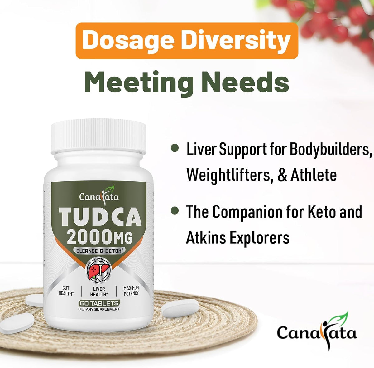 Canarata TUDCA 2000mg - Liver Support Bile Salts Supplement, 30 Tablets - görsel 6