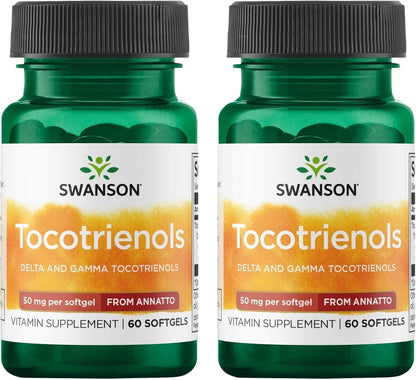 Swanson Deltagold Tocotrienols - Annatto & Vitamin E Tocotrienols - 99% Tocopherol Free (60 Softgels, 50mg Each) (2 Pack)